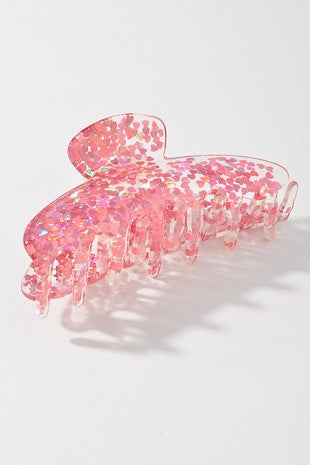 Clear Pink Heart Claw Clip