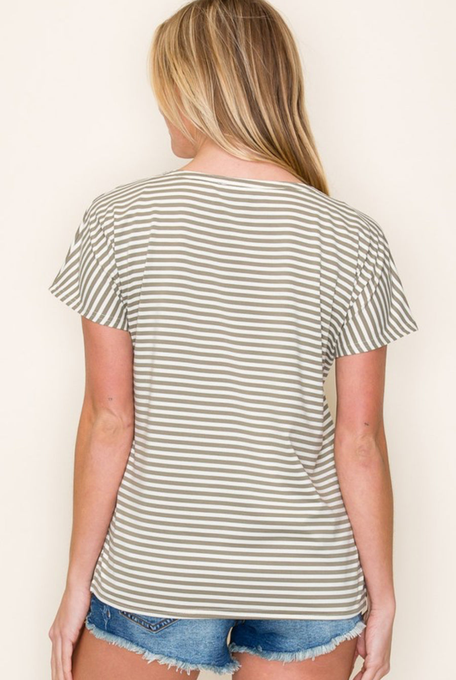 The Macy Olive Stripe Top