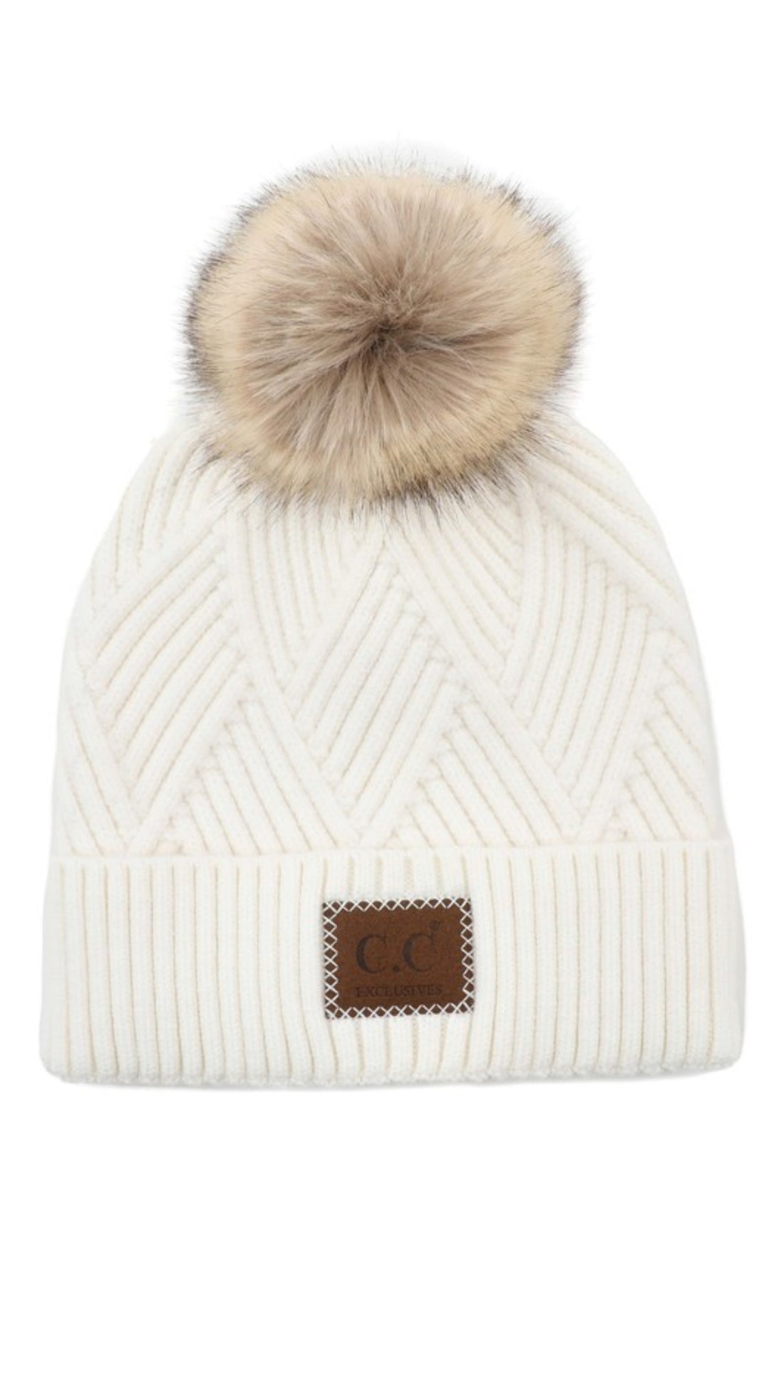 CC Criss Cross Suede Patch Beanie