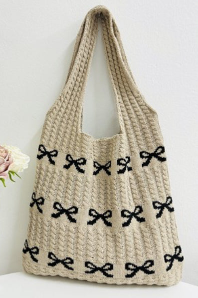 Bow Knitted Tote Bag