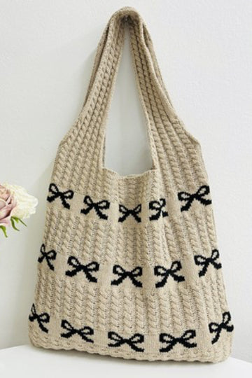 Bow Knitted Tote Bag