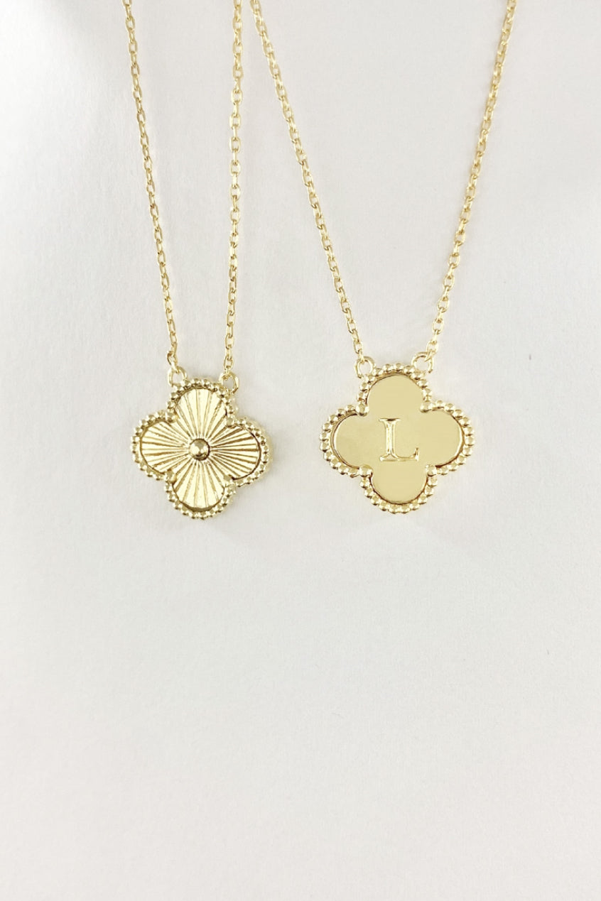 Gold Clover Reversible Initial Necklace