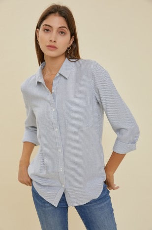 The Raya Blue Button Down Top