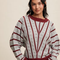 The Monica V-Striped Light Weight Knit Sweater