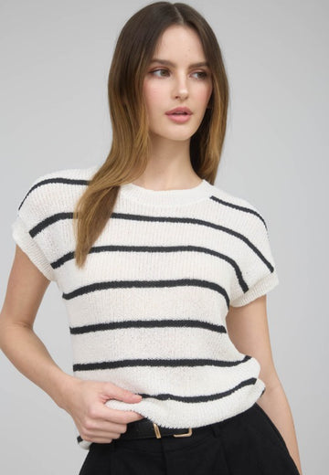 The Mia Stripe Short Sleeve Sweater