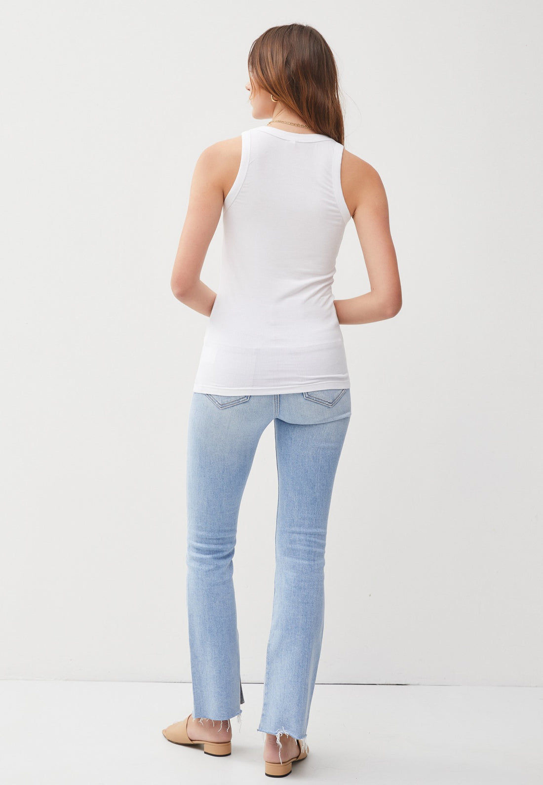 The Erica Off White Ribbed Tank
