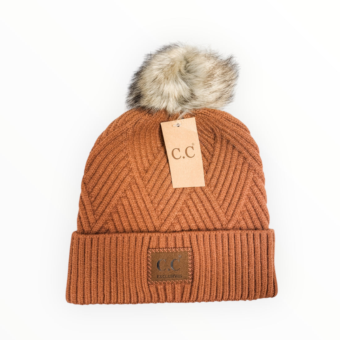 CC Criss Cross Suede Patch Beanie