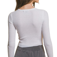 The Alice Ribbed White Cropped Top