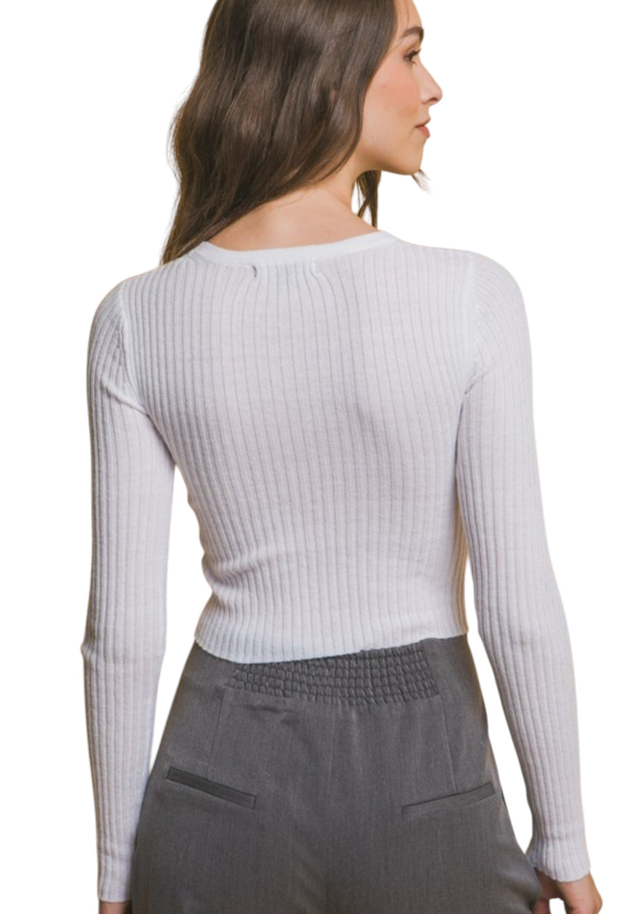 The Alice Ribbed White Cropped Top