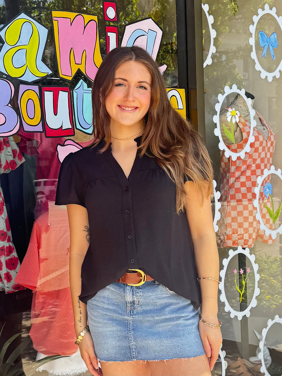 The Wendy BLACK Crinkled Top