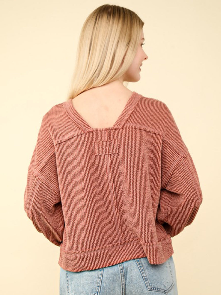 The Stephanie Cedar Wood Ribbed Top