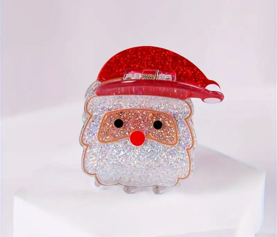 Glitter Santa Hair Claw Clip