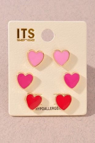 Colorful Heart Earring Set