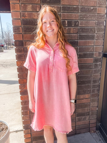 The Sara Pink Shirt Dress