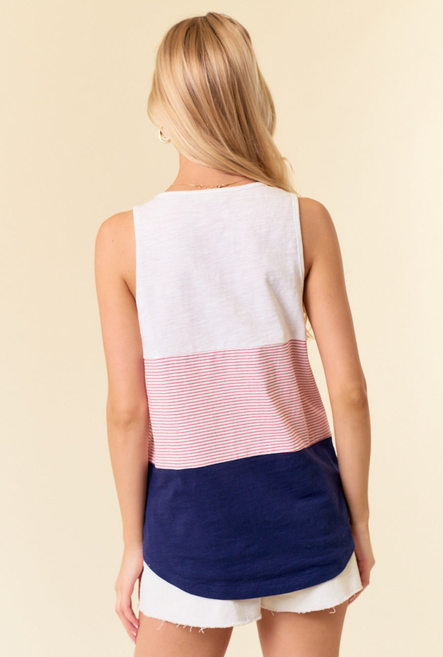 Red/White/Blue Color Block Tank