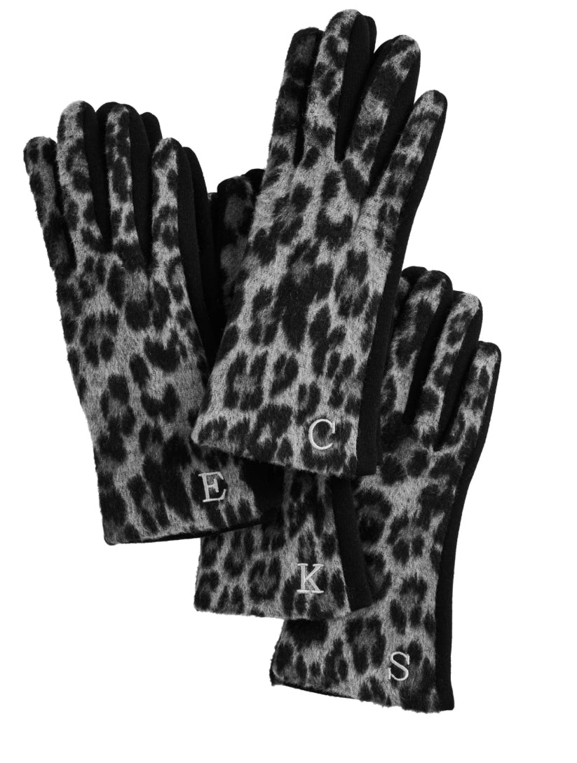 Mud Pie Initial Leopard Gloves