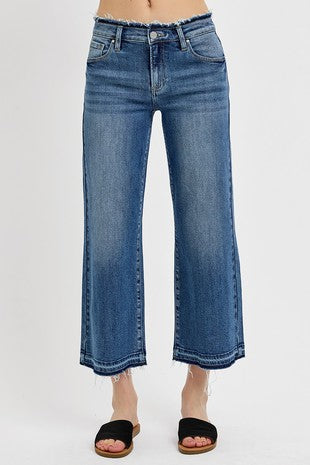 Risen Cropped Mid Rise Jeans