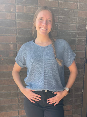 The Luna Blue Short Sleeve Sweater