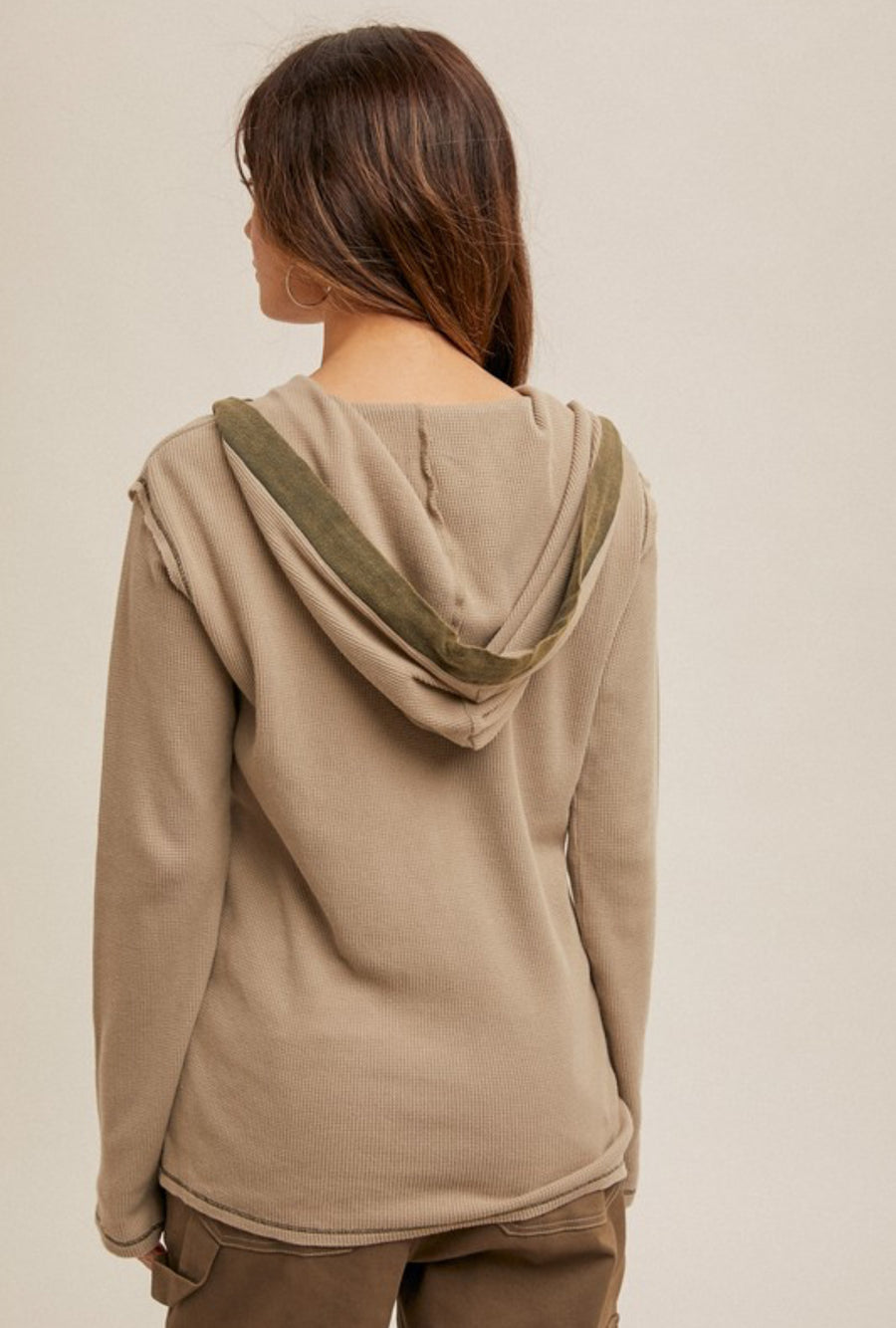 The Jolene Dusty Olive Hooded Top