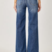 Risen Dark Wash High Rise Wide Leg Jeans