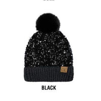 Sequin Pom Beanies