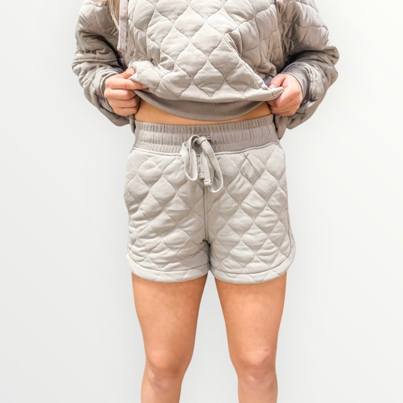 The Teri Quilted Taupe Stone Shorts