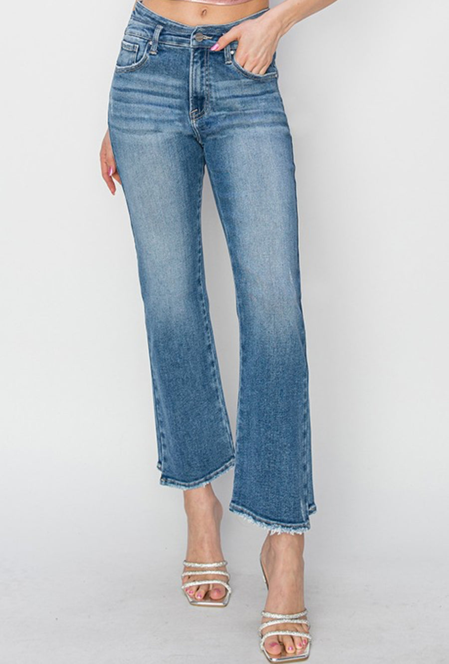 Risen High Rise Straight Leg Jeans