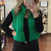 The Darla Green Cropped Puffer Vest