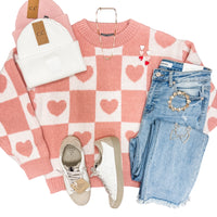 The Maisy Pink Heart Sweater