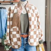 The Gail Taupe Checkered Jacket