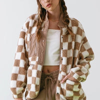 The Gail Taupe Checkered Taupe Jacket