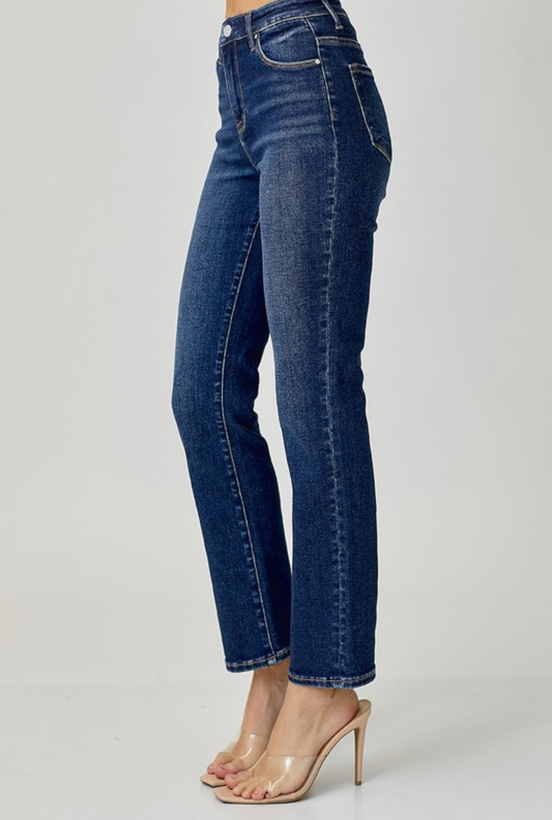 Risen Mid Rise Ankle Straight Jeans