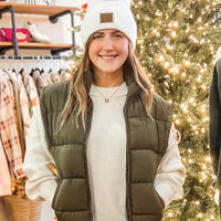 The Tori Olive Casual Puffer Vest