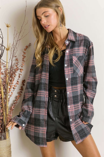 The Cecile Pink Long Flannel