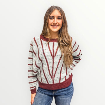 The Monica V-Striped Light Weight Knit Sweater