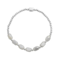 Isla White Cap Stretchy Silver Bracelet