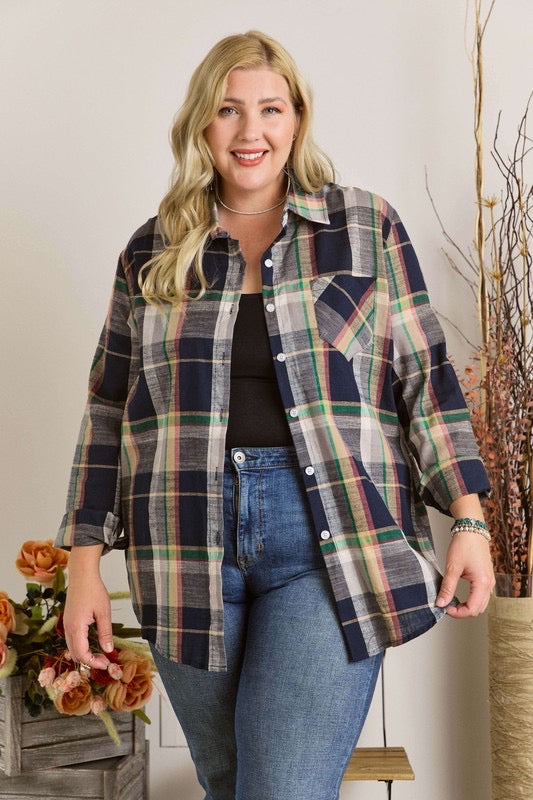 Plus The Julie Navy Flannel