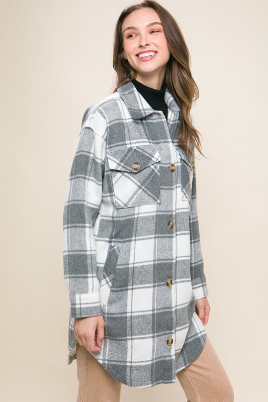 The Remi Grey Longer Length Shacket