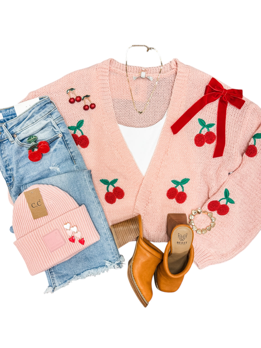 The Carla Pink Cherry Cardigan