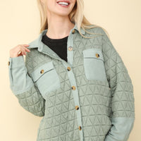 Sage Oversized Quilted Shacket