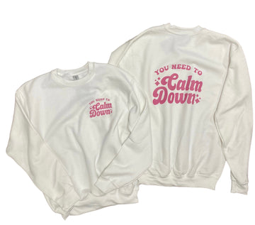 You Need To Calm Down White Crewneck Youth