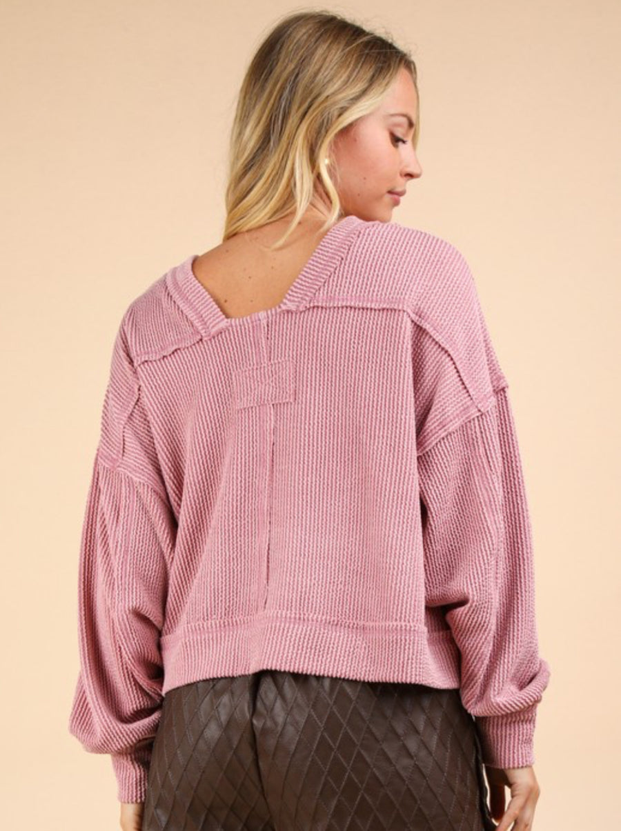 The Stephanie Pink Ribbed Top