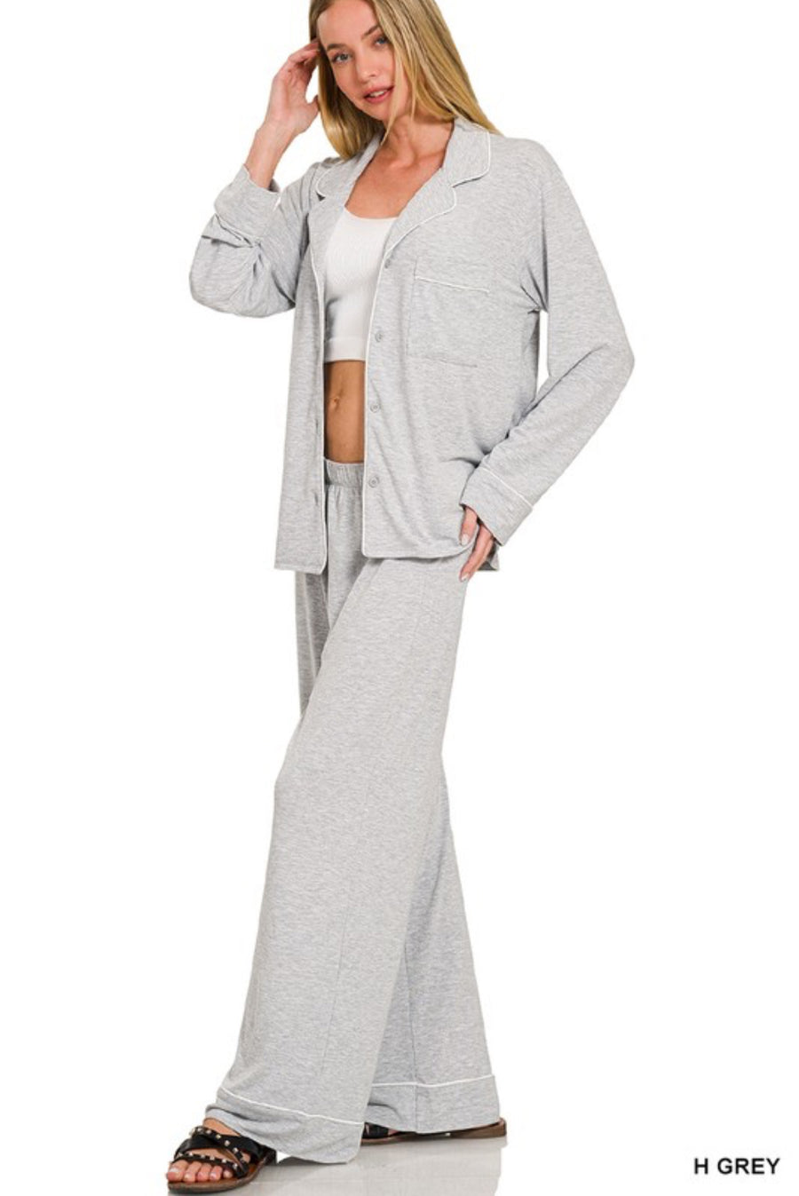 Yours Truly Grey Pajama Set