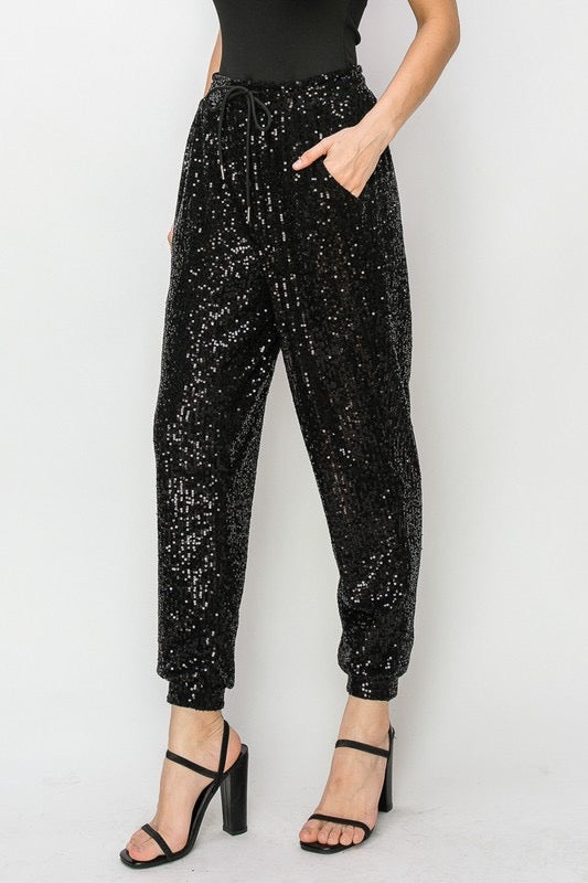 The Casi Black Sequins Joggers