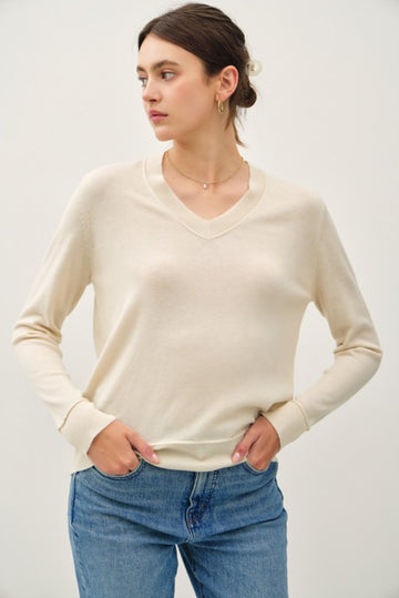 The Dava V-Neck Natural Sweater