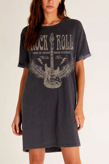 Rock n Roll Mineral Black Graphic Dress
