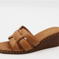 The Mingle Tan Wedge Sandal