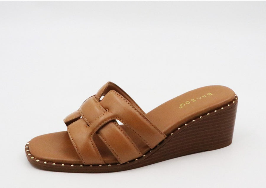 The Mingle Tan Wedge Sandal