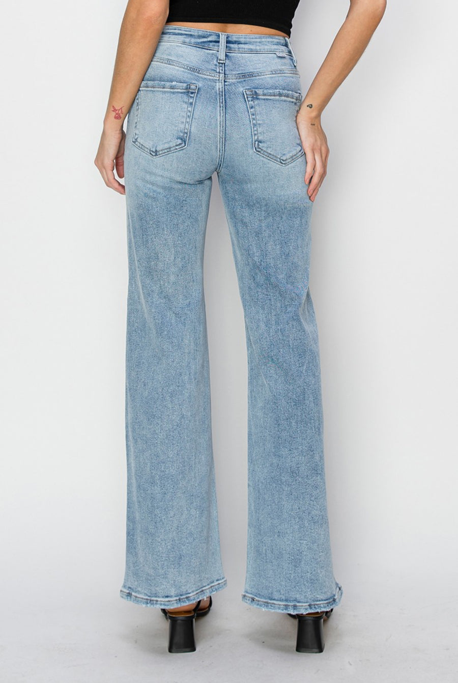 Risen H Rise Wide Distressed Jeans