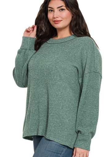 PLUS The Tanner Ash Jade Ribbed Top